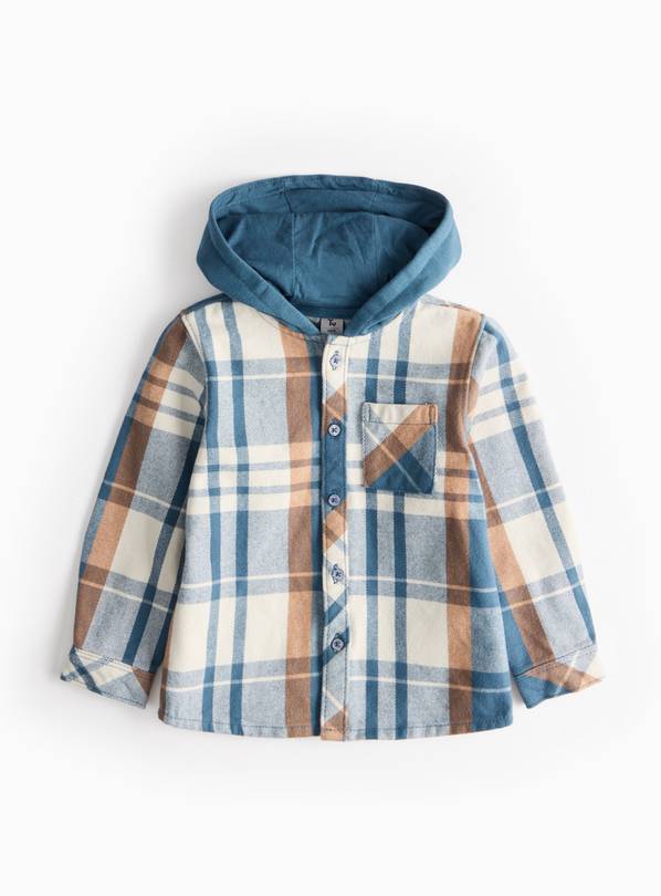 Blue Check Hooded Shirt 1-2 years